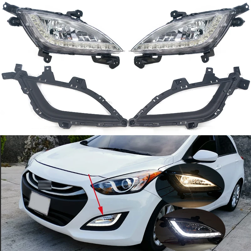 

Car Front Bumper Fog Light Daytime Running Drive Lamp Cover Frame Lid For Hyundai Elantra GT i30 2012-2016 Foglight Foglamp