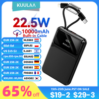 KUULAA Power Bank 10000mAh 22.5W Fast Charging External Battery Powerbank Portable Charger for Xiaomi Poco iPhone Samsung iPad