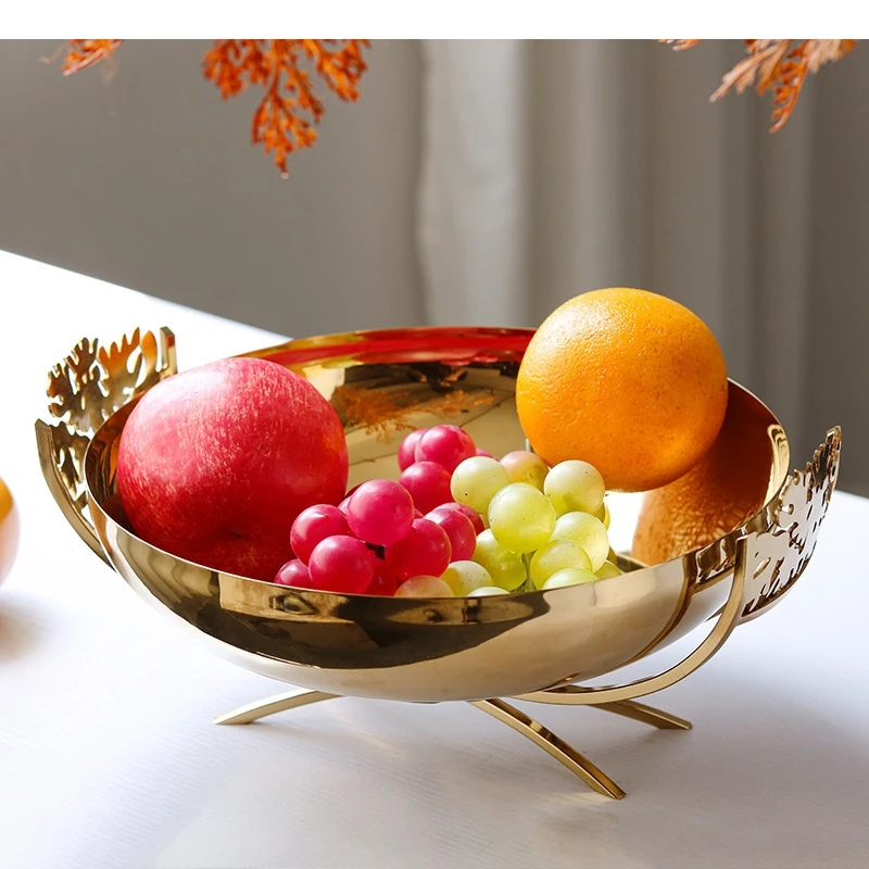 

Light Luxury Metal Fruit Plate Living Room Desktop Snack Jewelry Storage Decoration Modern Home Art