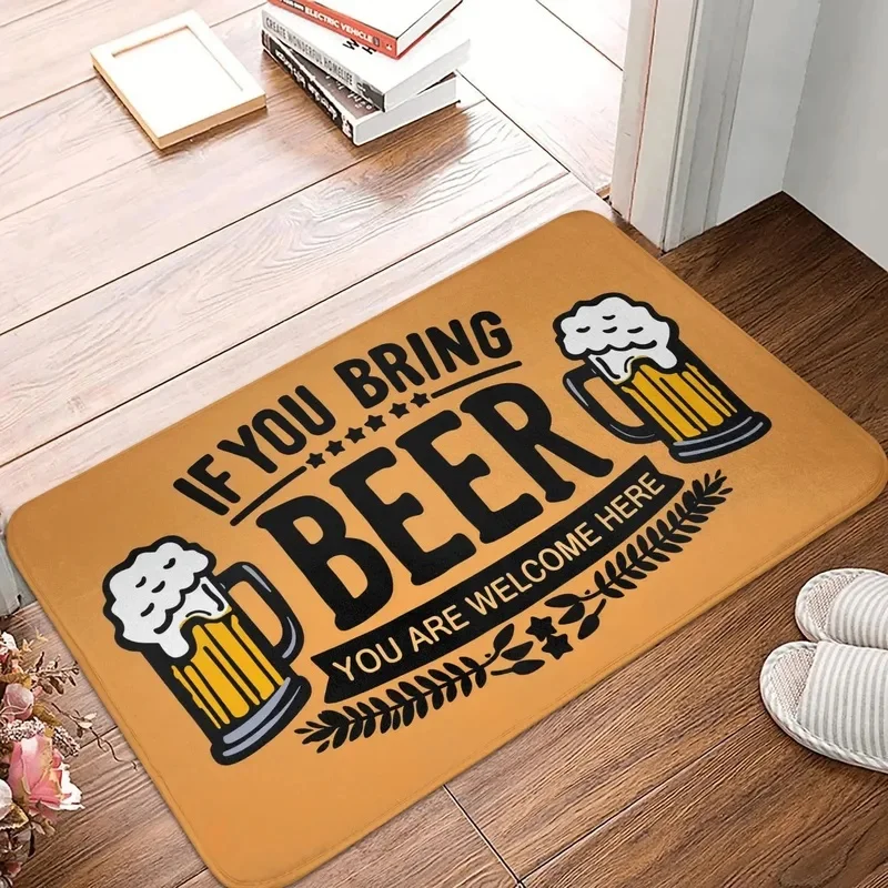 VIKAMA Funny Beer Mug Slogan Print Non-slip Doormat Humorous Household Entrance Water Absorbent Decor Floor Rug
