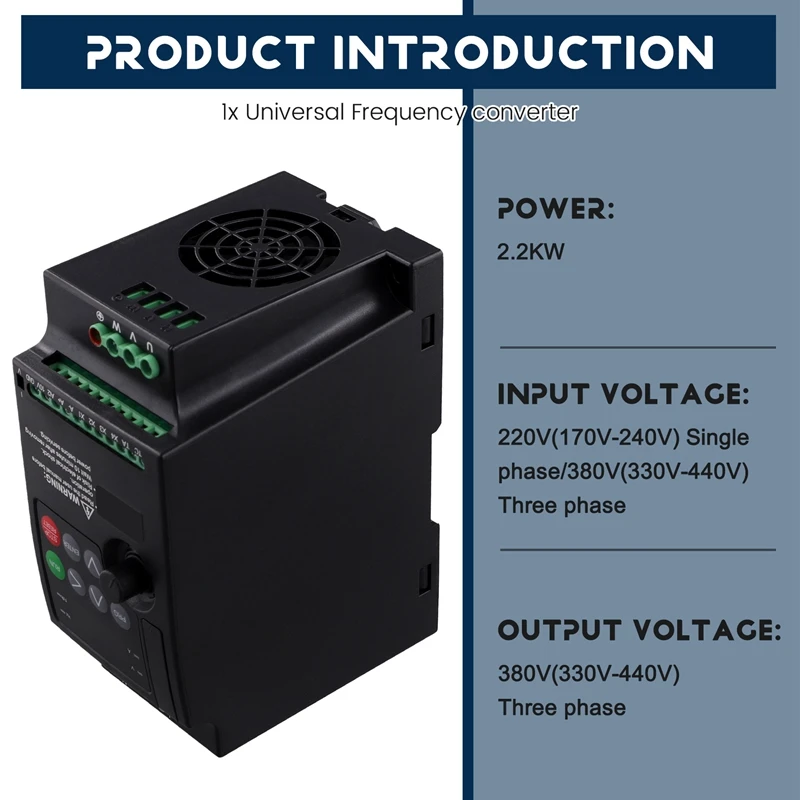 Universal Frequency Converter 220V To 380V Single Phase Input 3 Phase Output 2.2KW Motor Governor