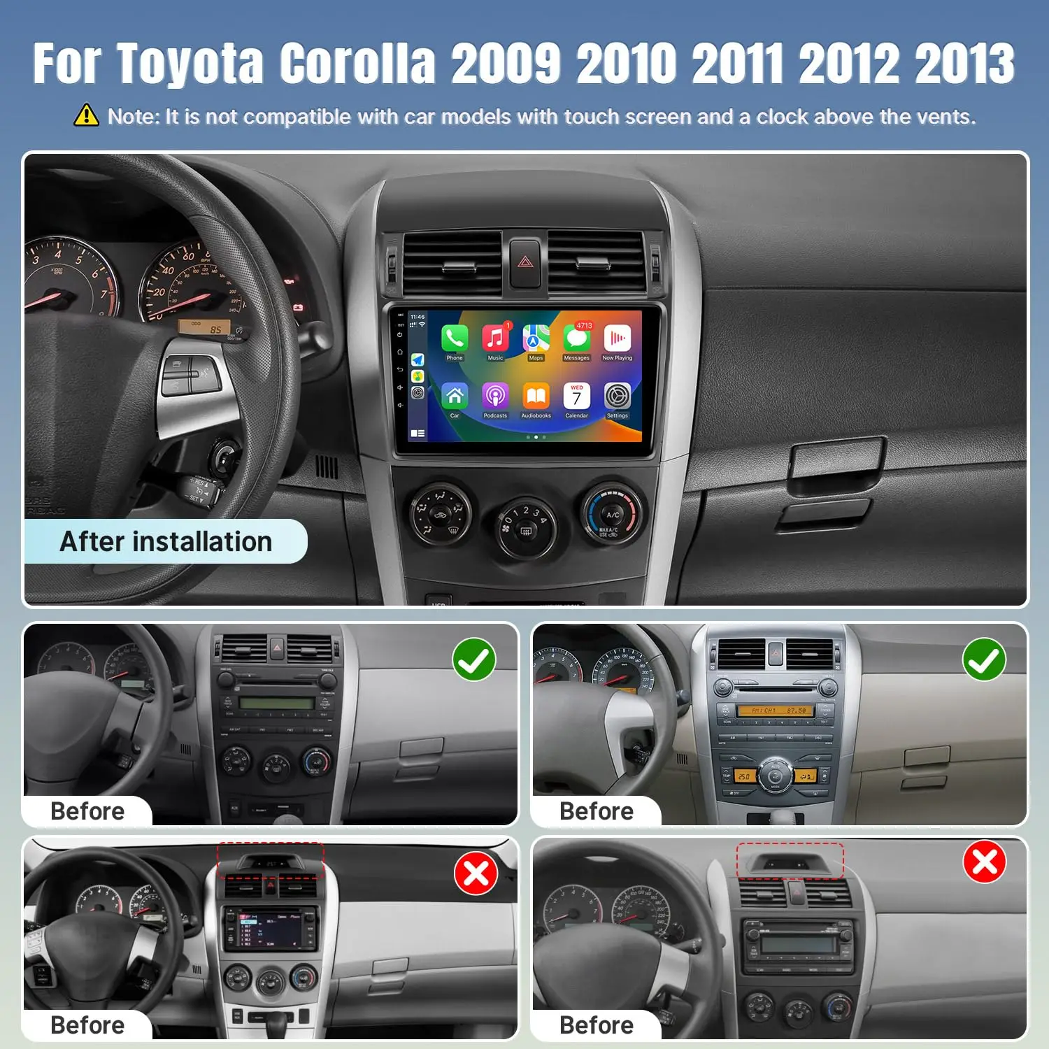 9 بوصة تعمل باللمس لتويوتا كورولا 2009 2010 2011 2012 2013 بلوتوث سيارة استقبال الصوت GPS واي فاي SWC