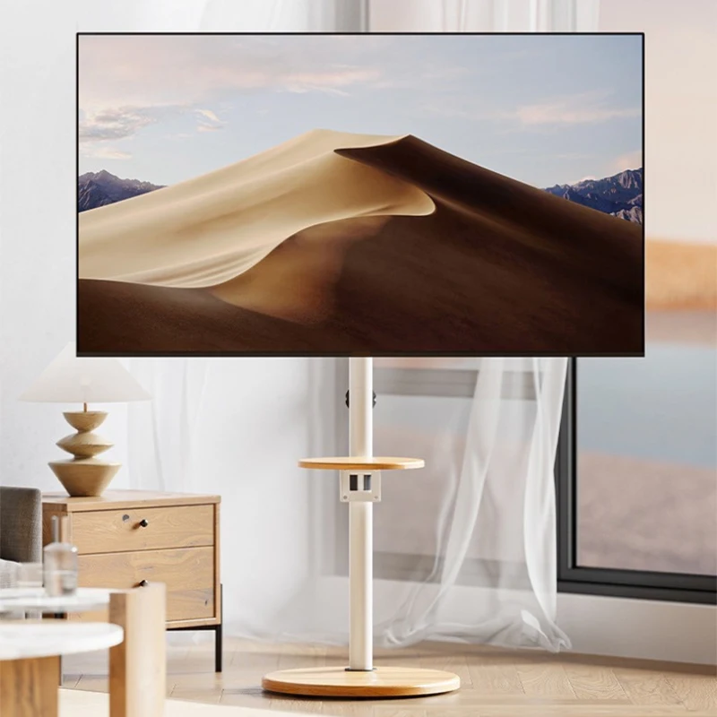 14-43-inch TV Stand Movable White Floor-Standing Adjustable Height Artistic Atmosphere Home Cart Screen Mount