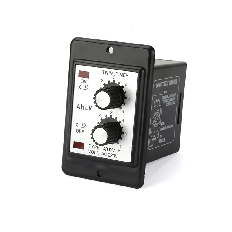 Stable Twin Timer With Socket Base Adjustable Dual Time Relay Repeat Cycle Timer ATDVY ON OFF 3S/6S/12S/30S/60S/3M/6M/12M/30M/60