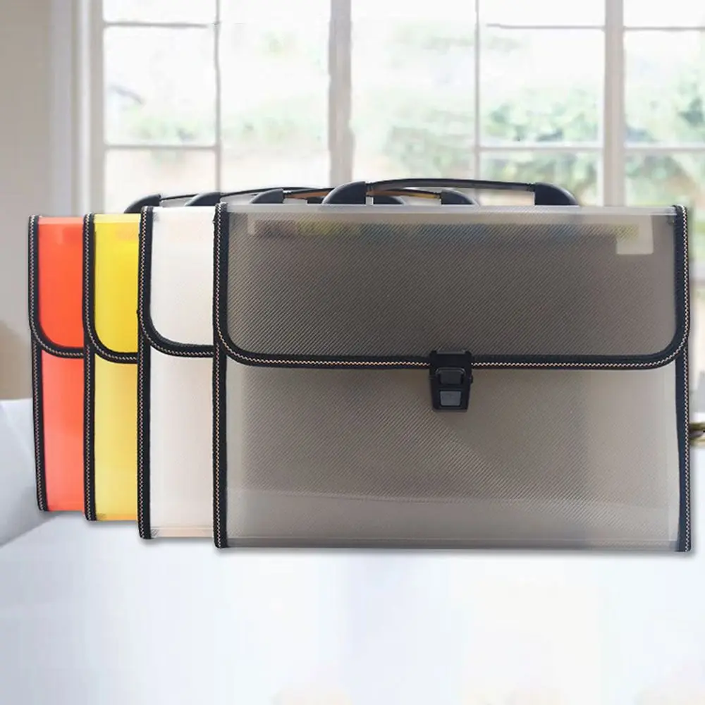 13 Pocket Test Paper Storage Bag Waterproof Large Capacity Accordion File Folder Portable with Index Stickers Handheld File Bag