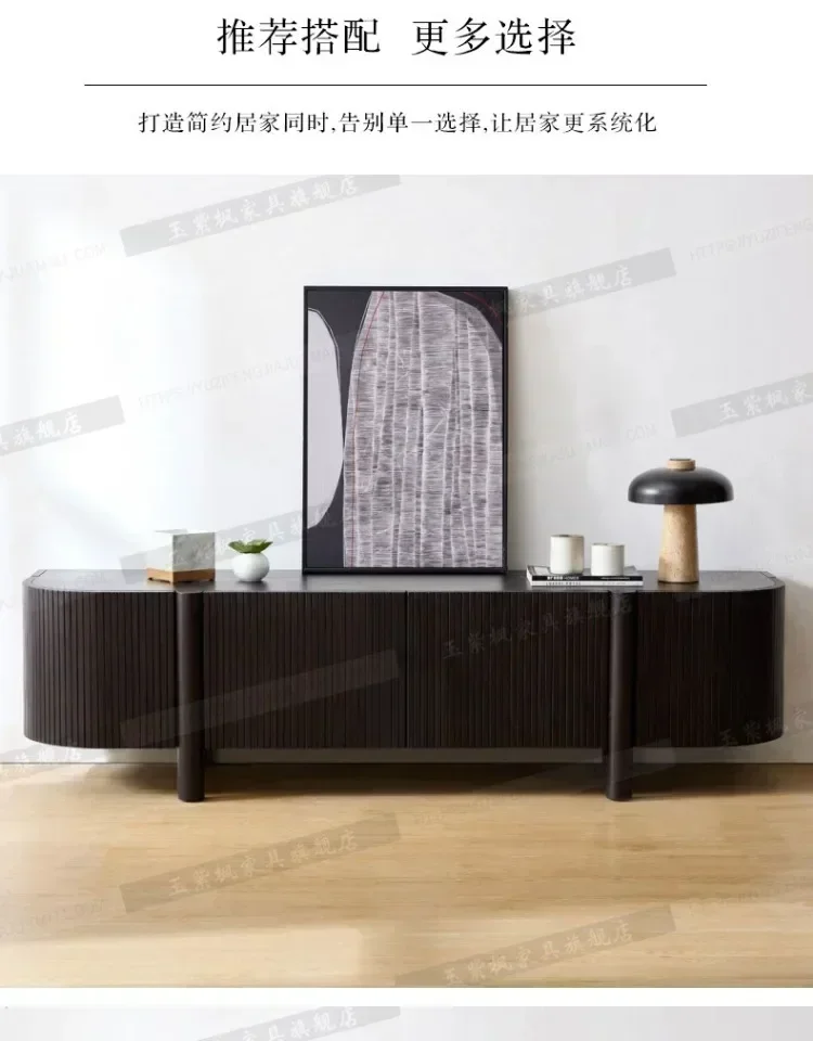 Nordic modern simple living room solid wood minimalist TV cabinet ground cabinet creative TV cabinetHY