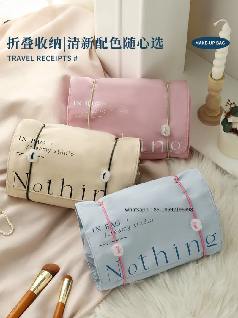 Folding Travel Cosmetic Bag Women's Partition Portable Large-capacity Washing Four-in-one Storage Roll Bag Travel Business Trip