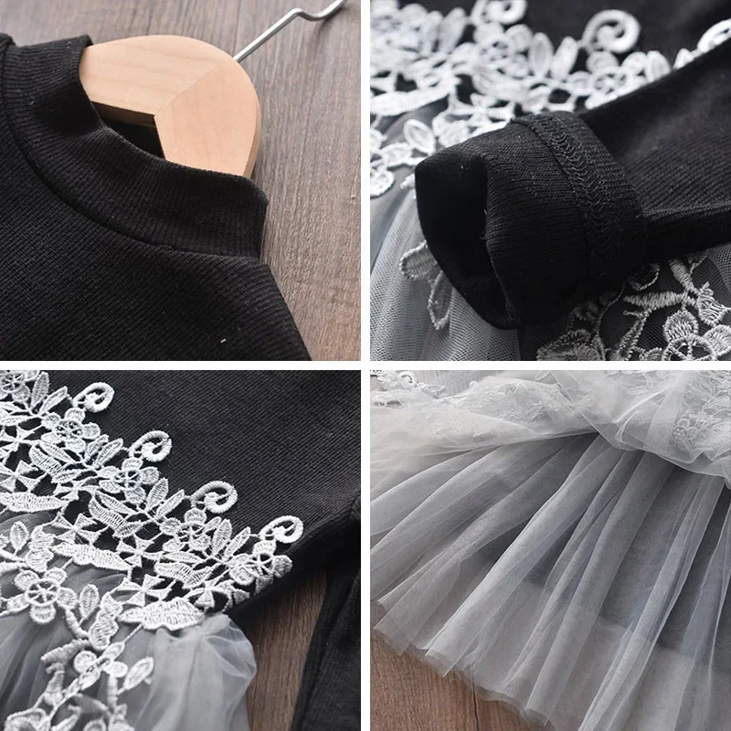 Autumn New Style Baby Girls Long-sleeved Knitted Gauze Dress Children\'s Girls Fashion Pricess Dresses