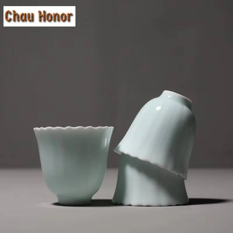 2 Pcs/lot Chinese Handmade Ceramic Teacup Coffee Cup Boutique Celadon Small Tea Bowl Porcelain Tea Set Accessories Master Cup