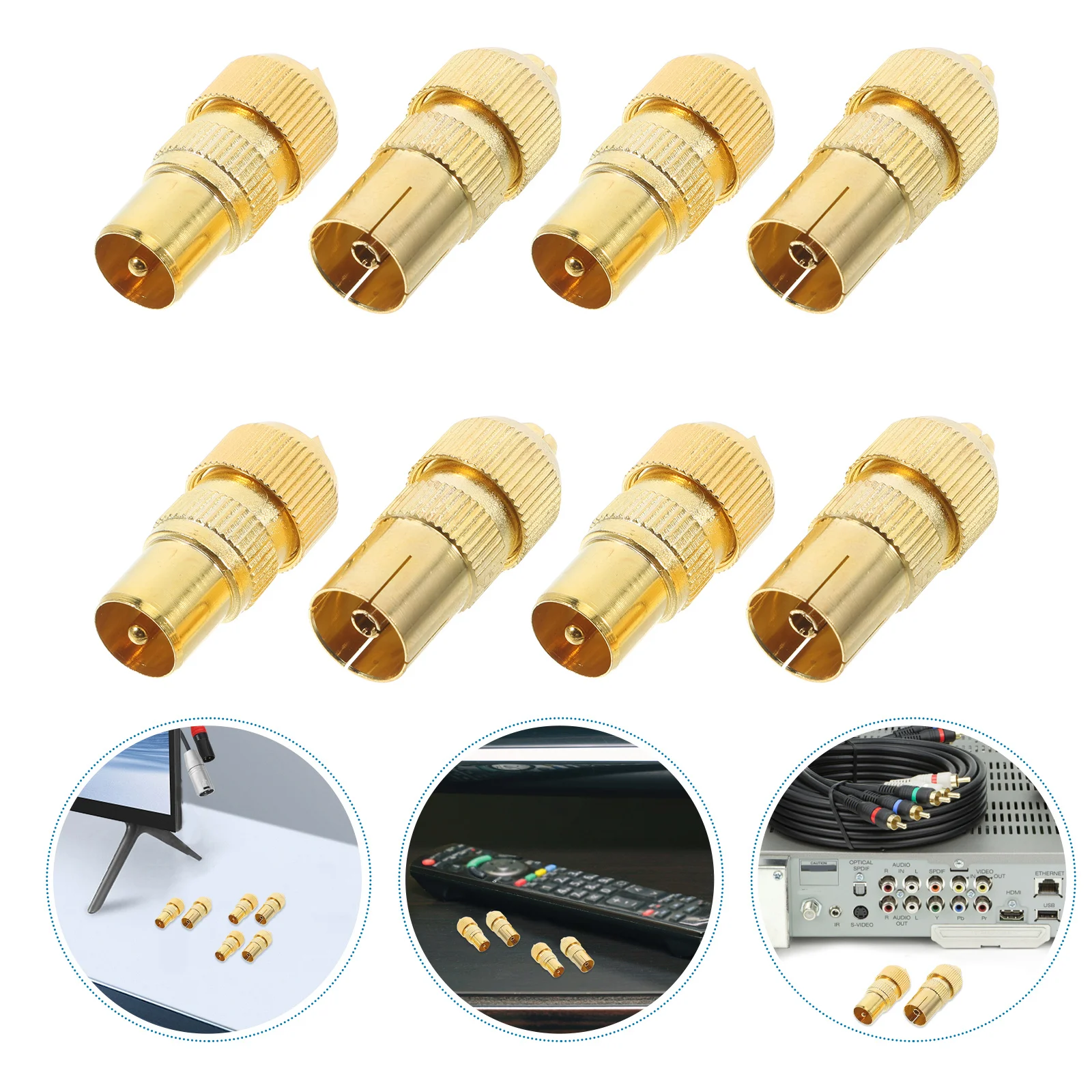 

8Pcs Male Plug 9.5mm Cable Adapter Connector for Custom Antenna Cable Head Signal Improvement Male Plug Adapter Head