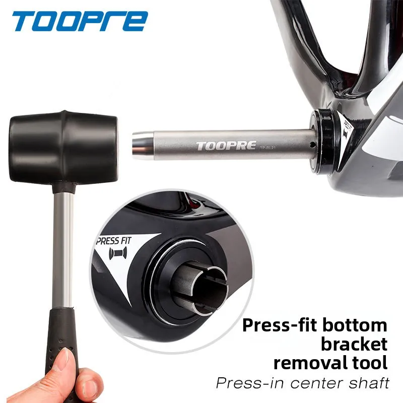 

TOOPRE Press-in Bottom Bracket Removal Tool Kit for Shimano BB86/PF30/BB92 22/24mm Axle, with Rubber Hammer, Stainless Steel