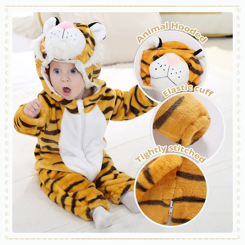 MICHLEY Weihnachten Elch Baby Strampler Winter Mit Kapuze Flanell Kleinkind Kleinkind Kleidung Insgesamt Bodys Overall Kostüm Für Kinder – Detail 31