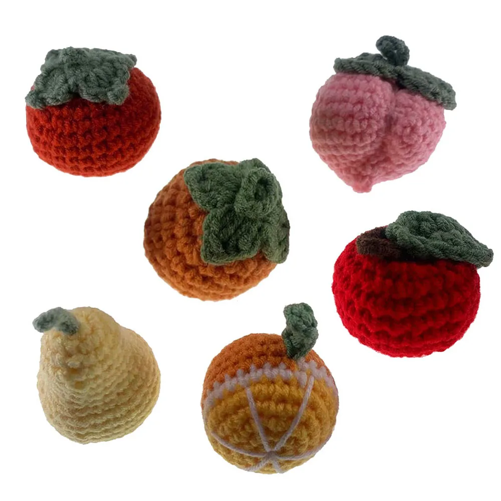 2Pcs Hand-knitted Cotton 3D Fruit For Kid\'s Hairpin Women\'s Clothing Crochet DIY Keychain Pendant Accessories