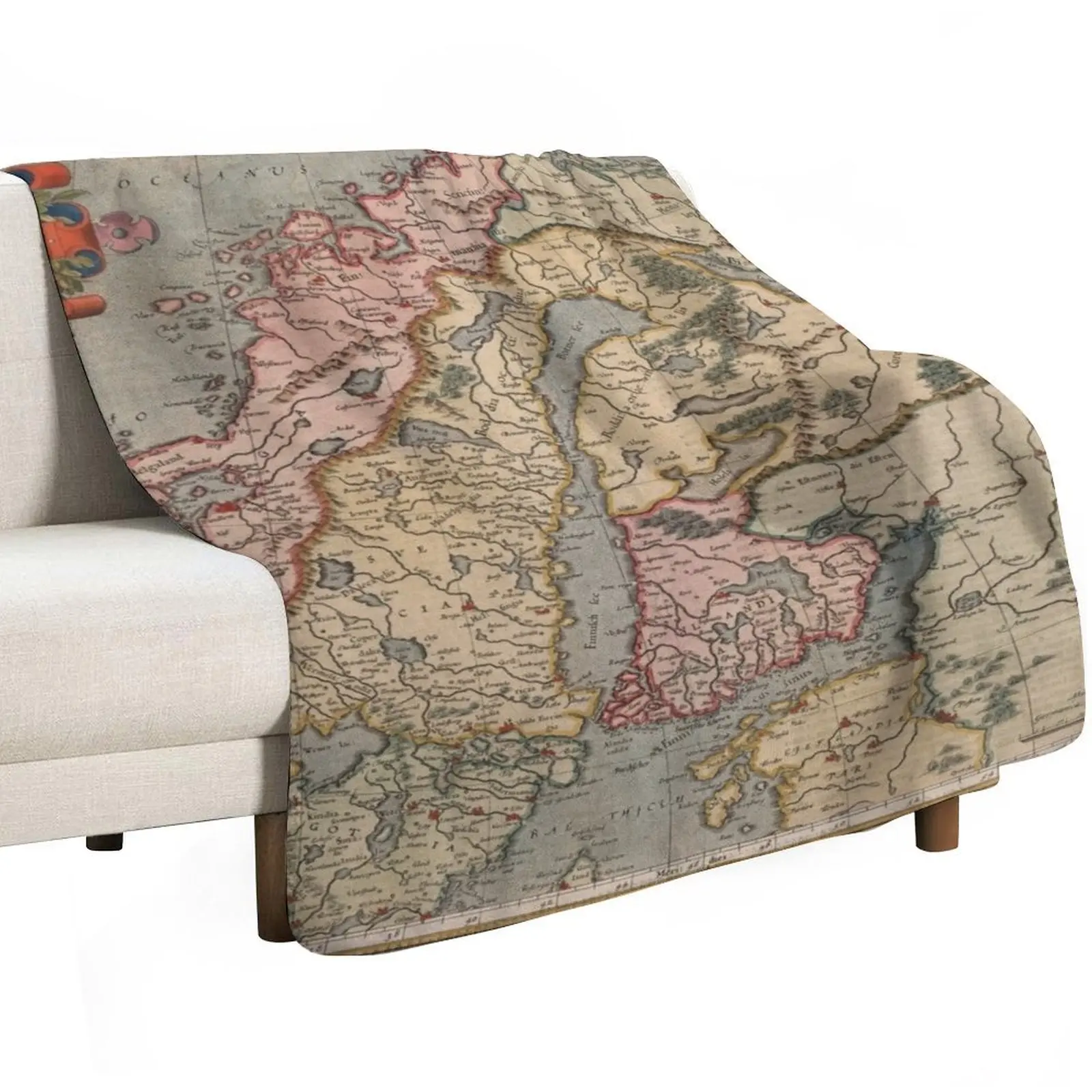 Old Scandinavia Map (1623) Vintage Norway and Sweden Atlas Throw Blanket Decorative Sofa Flannel heavy to sleep Blankets