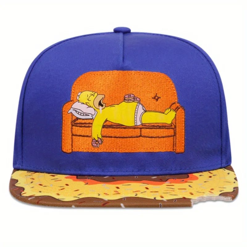 Classic TV Simpson Boné de beisebol, Padrão Bordado de Rua, Hip Hop Flat Brim Hat, Boné ajustável bonito dos desenhos animados, Presentes de aniversário infantil