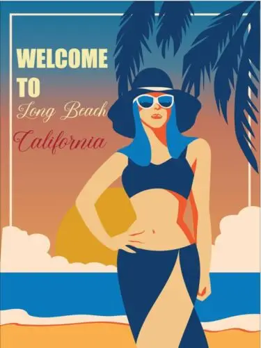 California Long Beach Vintage Retro Metal Sign