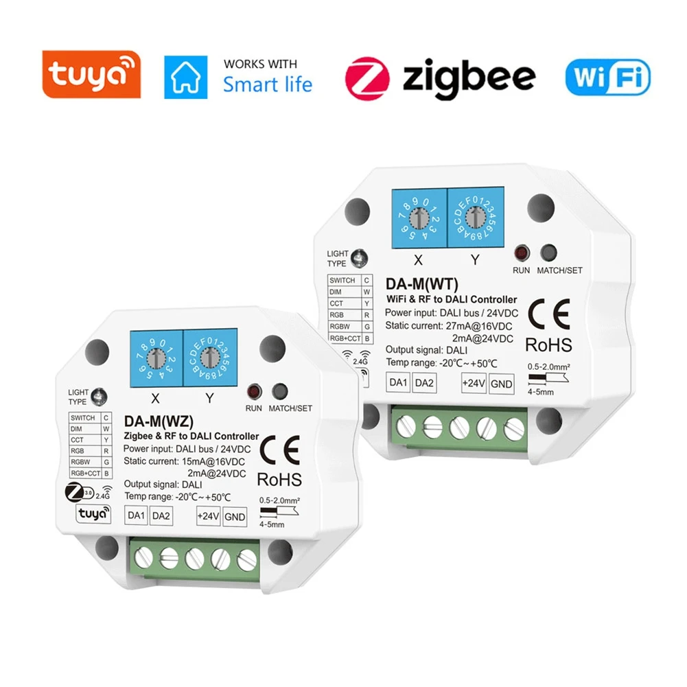 Tuya WiFi Zigbee for DALI Converter Dimmer Controller DC 24V DIM CCT RGB RGBW RGB&CCT Strip Smart Life APP Da-M(WZ)