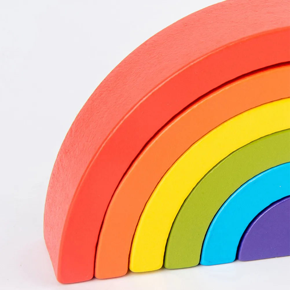 

1Set Square Rainbow Wooden Blocks Preschool Early Educational Cognitive Game Hand Eye Coordination