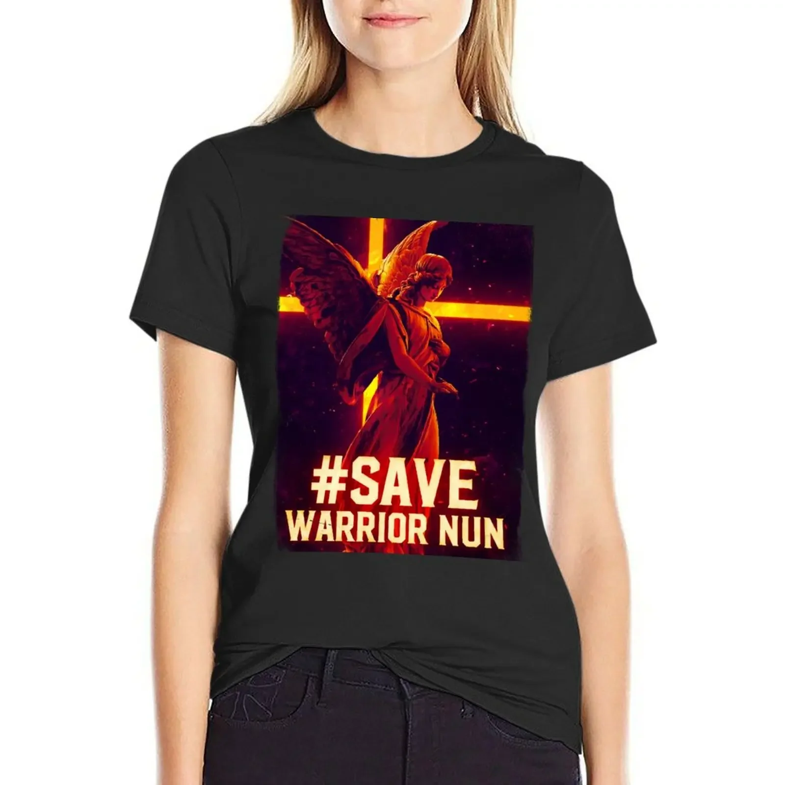 

Save Warrior Nun (red) + text T-Shirt heavyweights shirts graphic tees female customs design your own ariat shirts for Women