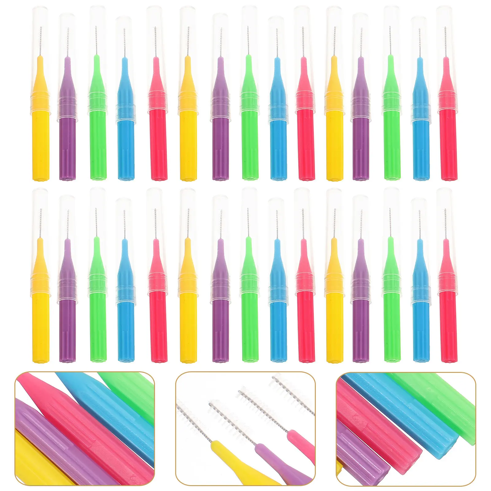 

50 шт. межзубных щеток для чистки зубов при брекетах, портативный инструмент для ухода за деснами, маленькие зубные палочки, набор с широким углом обзора