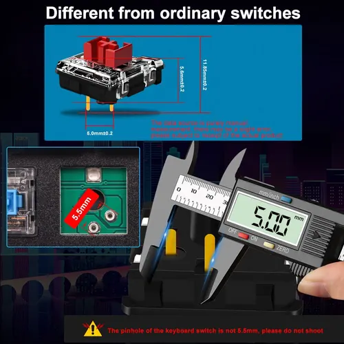 Imagen 2 del producto REDRAGON SMD RGB MX Interruptor de 5,5 de bajo perfil 3pin Clicky Teclado mecánico táctil silencioso lineal Rojo Negro azul marrón Switche