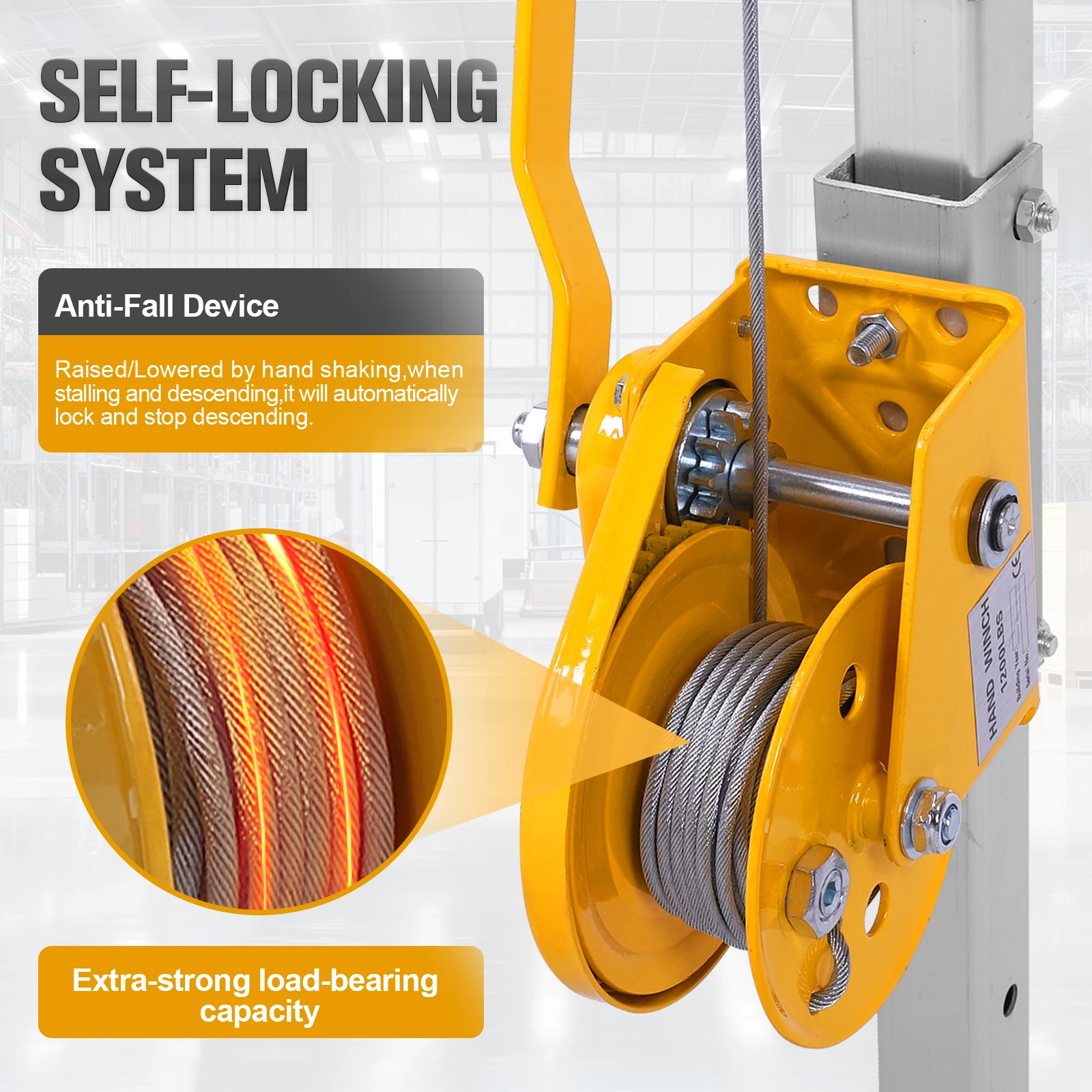 مجموعة حامل ثلاثي القوائم للمساحة المحدودة، ونش عالي التحمل، حامل ثلاثي آمن للإنقاذ ذاتي القفل لمعدات الإنقاذ في حالات الطوارئ #5