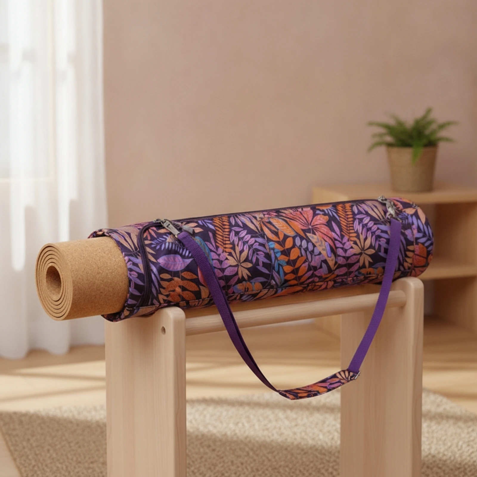Fitness Mat Bag Full Zip Fitness Mat Bag with Pocket Water-Resistant Cylindrical for Yogis, Home Workouts