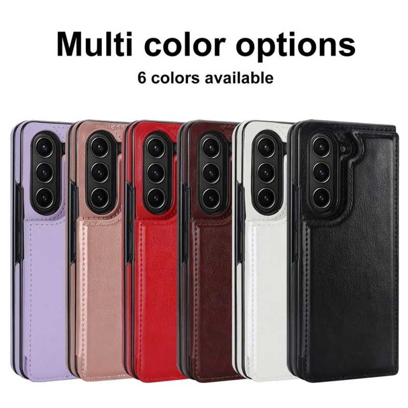 

Cards Solt Wallet Case For Samsung Galaxy Z Fold 5 4 3 5G Fold5 Fold4 Double Magnetic Button Card Bag Pocket Kickstand Fundas