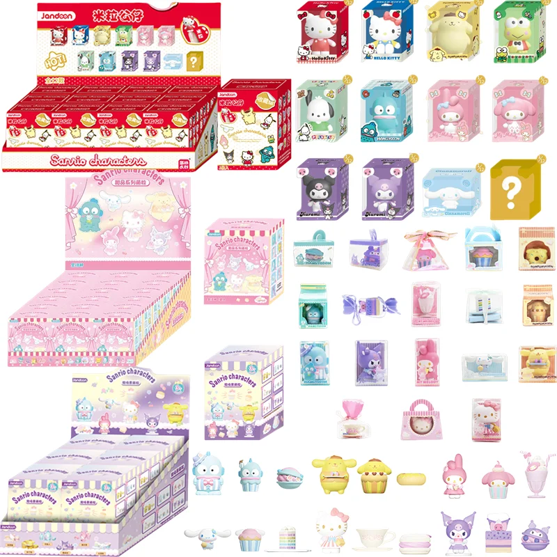 

JANDOOM Sanrio Onegai My Melody Kuromi Hello Kitty Cinnamoroll Pochacco Фигурка Модель Рисовая кукла Слепая коробка Игрушки Подарки