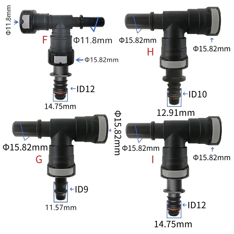 11.8 15.82mm fuel line quick connector Tee connector black color plastic auto fittings for car for German car 1 pc a lot