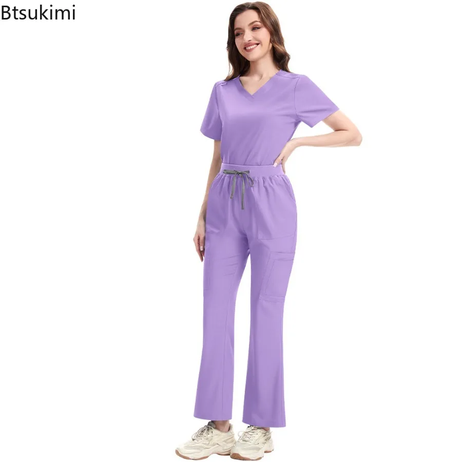 New Slim Fit Women Scrubs Sets Woman Medical Uniforms Nurses Accessories Clinic Beauty Salon Spa Pet Shop Workwear Clothing view 4