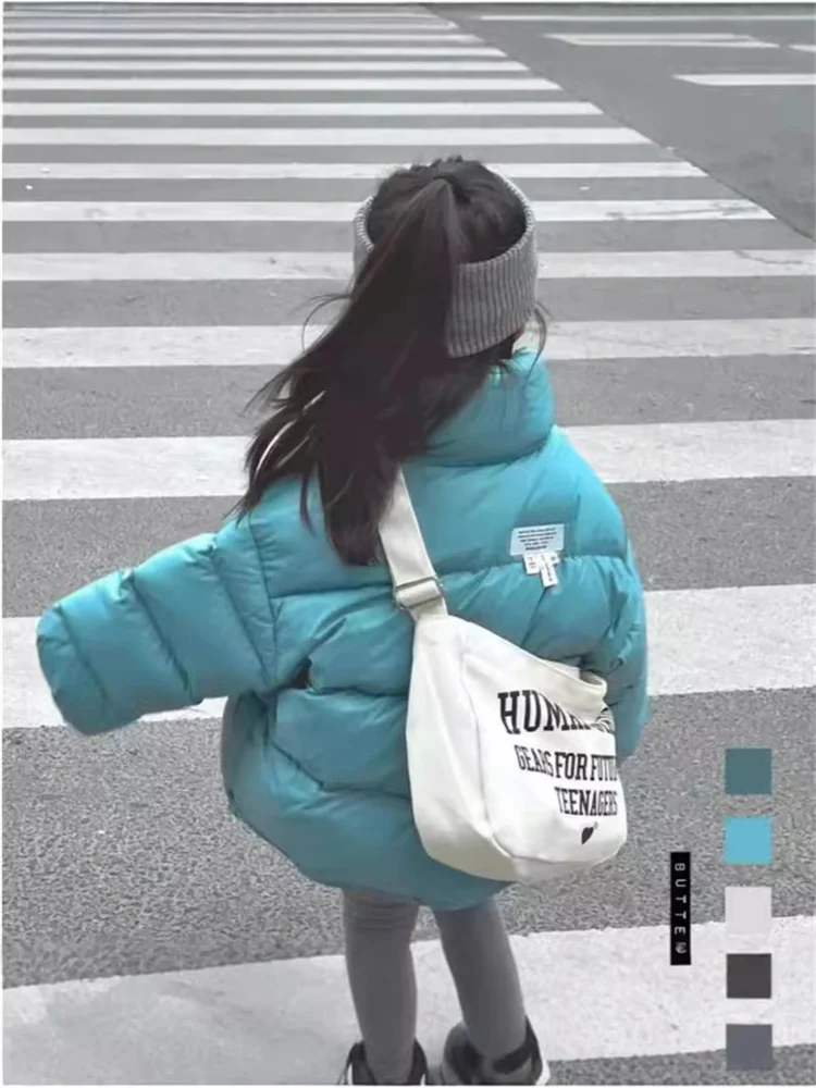 Thiened Cotton Jaet for Children ort Sle Stand Collar Men's Warm Winter Clothes Faionable Bread Sle Coat