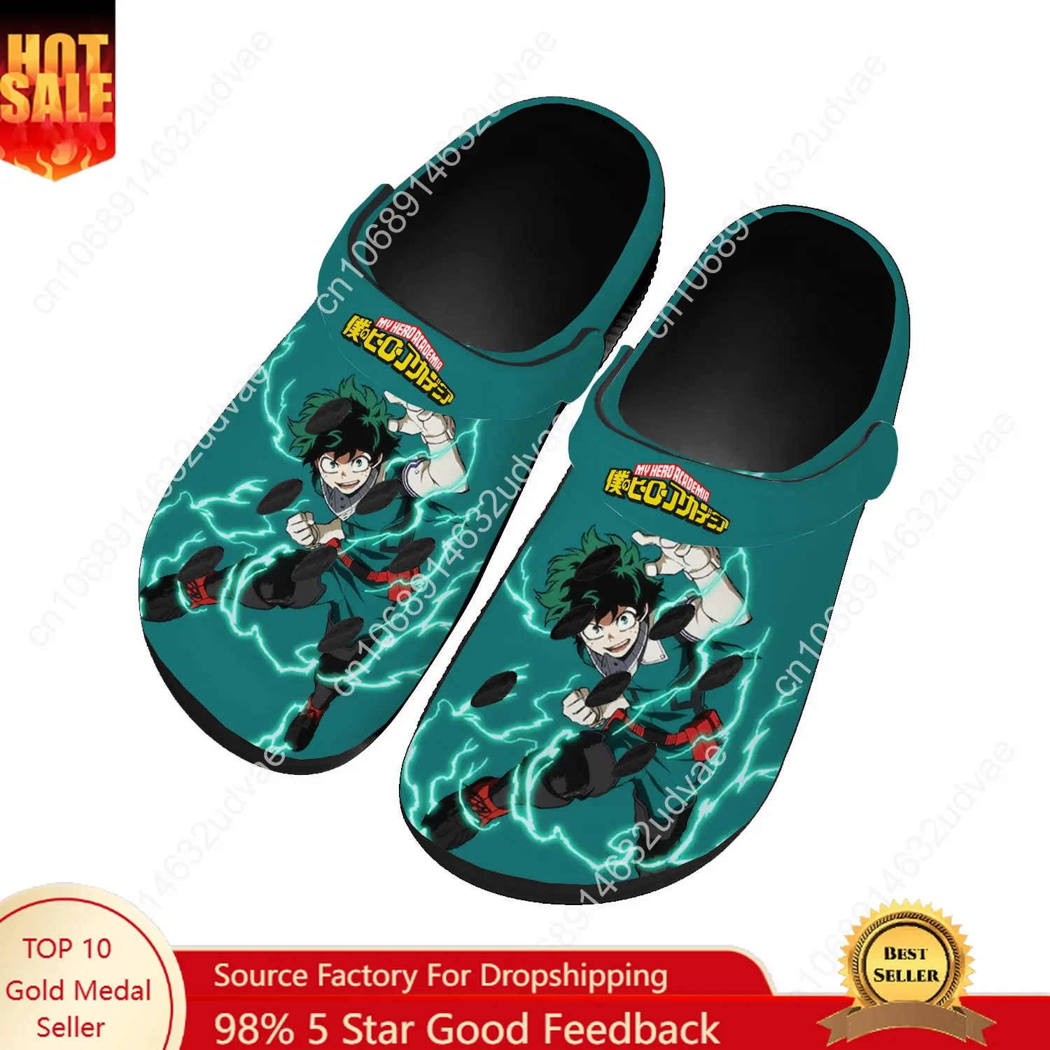 

Izuku Midoriya My Hero Academia Water Shoes Men Women Non-slip Home Garden Clogs Customizd Sandals Breathable Hole Slippers