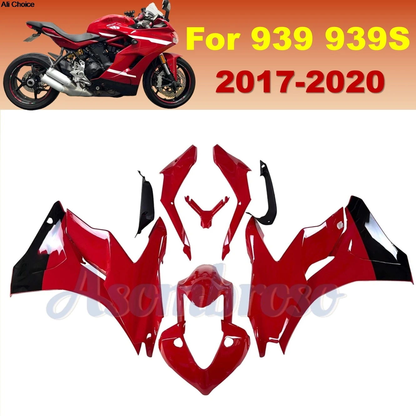 

Aftermarket Fairing Kit Fit For Ducati Supersport 939 939S 2017 2018 2019 2020 Injection Bodywork | Gloss Red