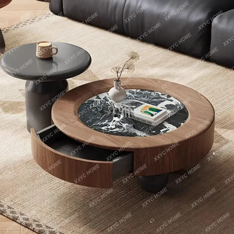 XXWood Modern Coffee Table Simple Antique Clear Aesthetic Unique Side Table Storage Drawers Living Room Furniture