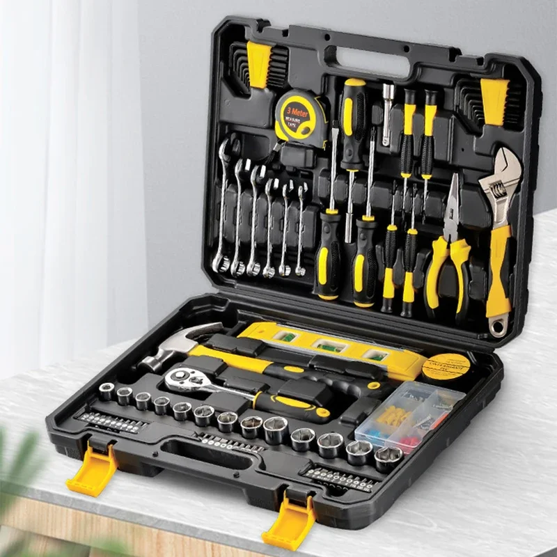 108 piece tool set general house hold hand tool kit with plastic toolbox storage case used to car repair and home repair