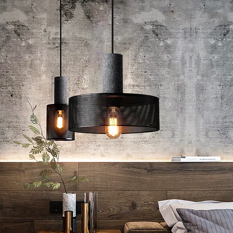 

DAMIASMIL Retro Pendant Light American Country Cement Vintage Restaurant Hanging Lamp Pendant Light Kitchen Island Chandelie