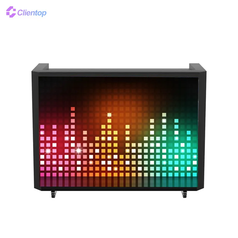 Custom Cube LED DJ Booth Facade Digital Magic Podium Seamless Curved Integrated LED Synchronized Seamless LED Screen DJ Facade
