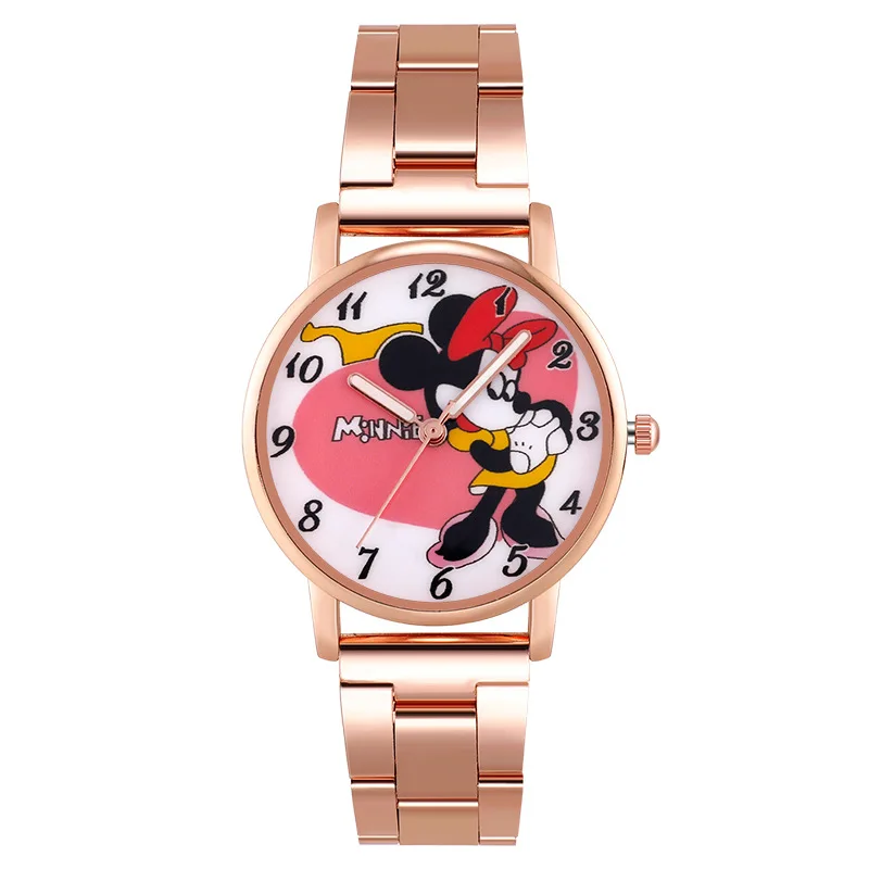 Mickey Minnie Cartoon Kids Watches Stainless Steel Quartz Watch for Kids Women Boy Girl Wrist Watch Children Clock Birthday Gift