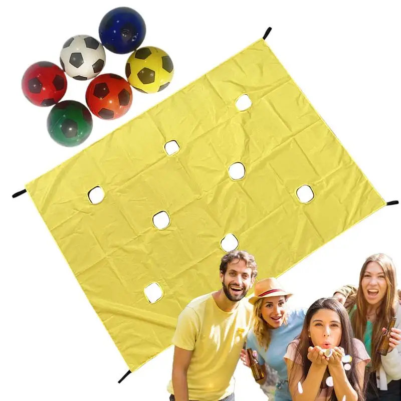 

Hole Tarp Team Building Game Oxford cloth with 6pcs Footballs Teamwork Group Exercise Activities Outdoor Toys for School