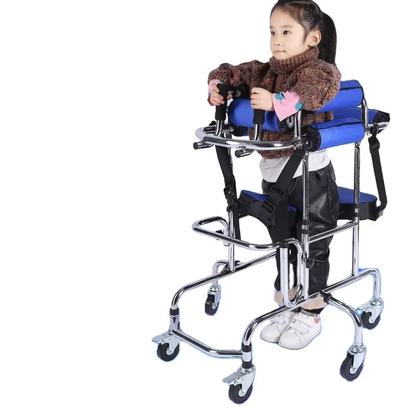 Rehabilitation Cerebral Palsy Children Walker Four Wheel Iron Frame 90-120cm   Limb Training Standing Walker