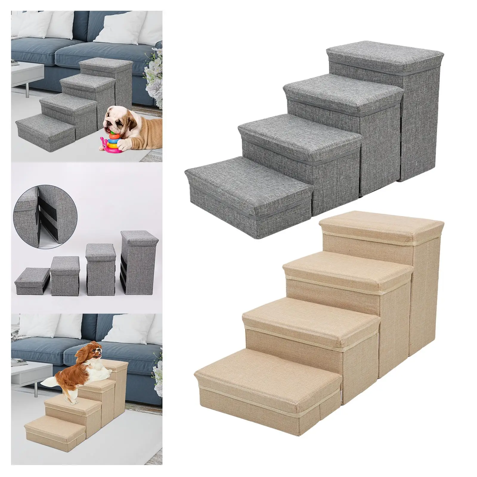 Dog Stairs Ladder Pet Supplies 4 Steps Dog Ramp for High Bed Puppy Toy Storage Box Dogs Steps Dog Climbing Ladder Dogs Pet