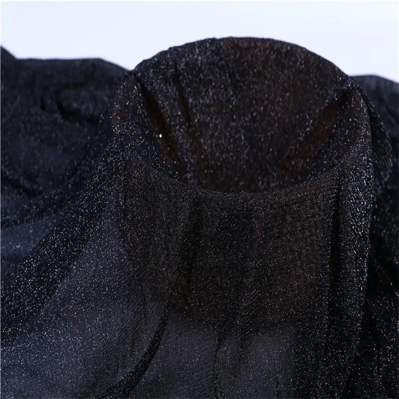 Shimmer Fabric Metallic Polyester Party Decoration Black Shiny Fabric for Dress Costumes Crafts Party Decoration 50cmx150cm