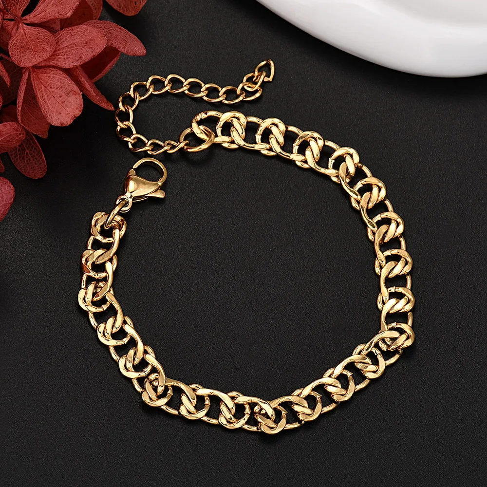 Korean fashion 18K Gold Filled Chain Bracelets for Men Women Wedding Party Gifts 18+4cm jewelry Holiday gifts Wholesale jewelry