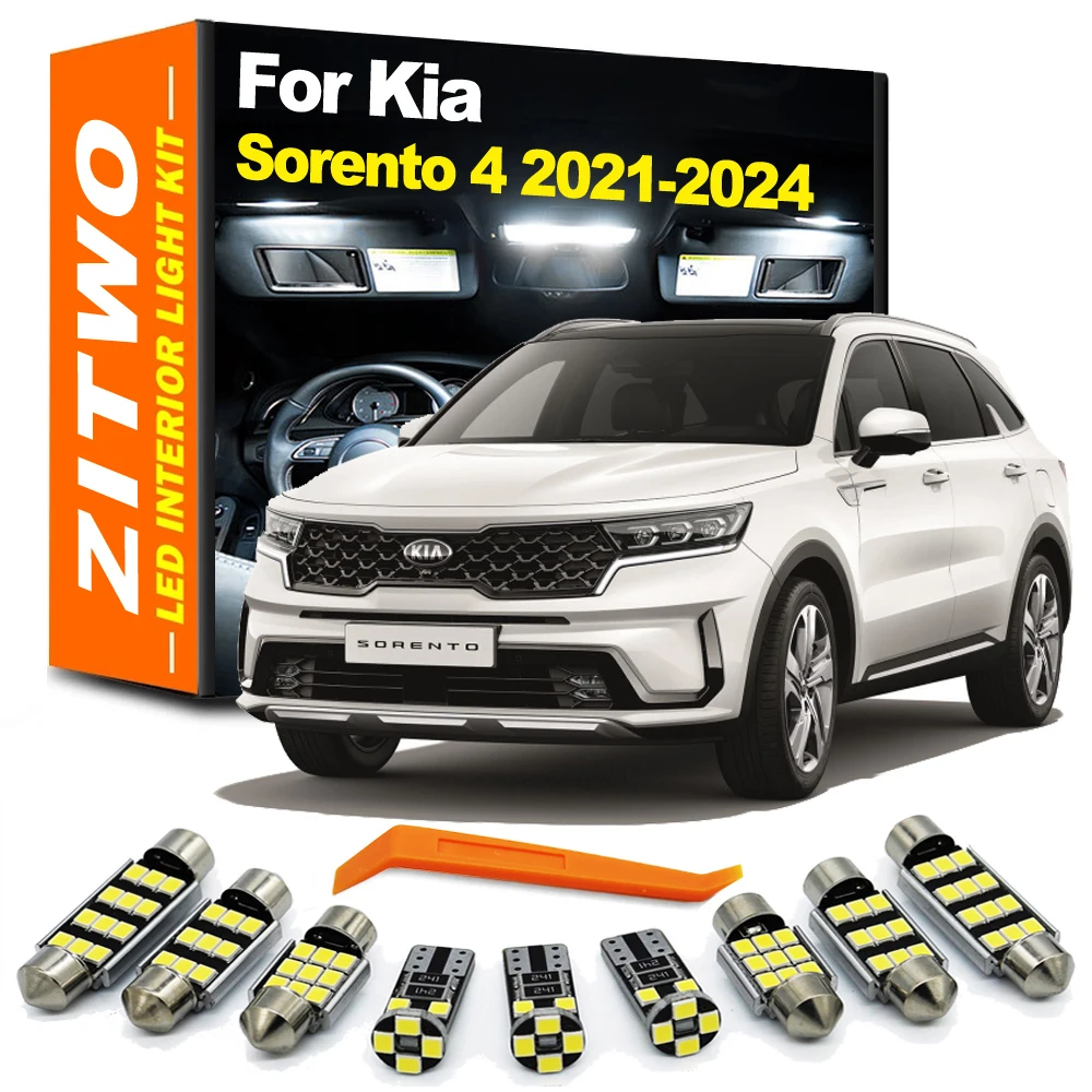 ZITWO 10Pcs For New Kia Sorento MK4 4 IV MQ4 2021 2022 2023 2024 Car Bulbs LED Interior Reading Dome Map License Plate Light Kit