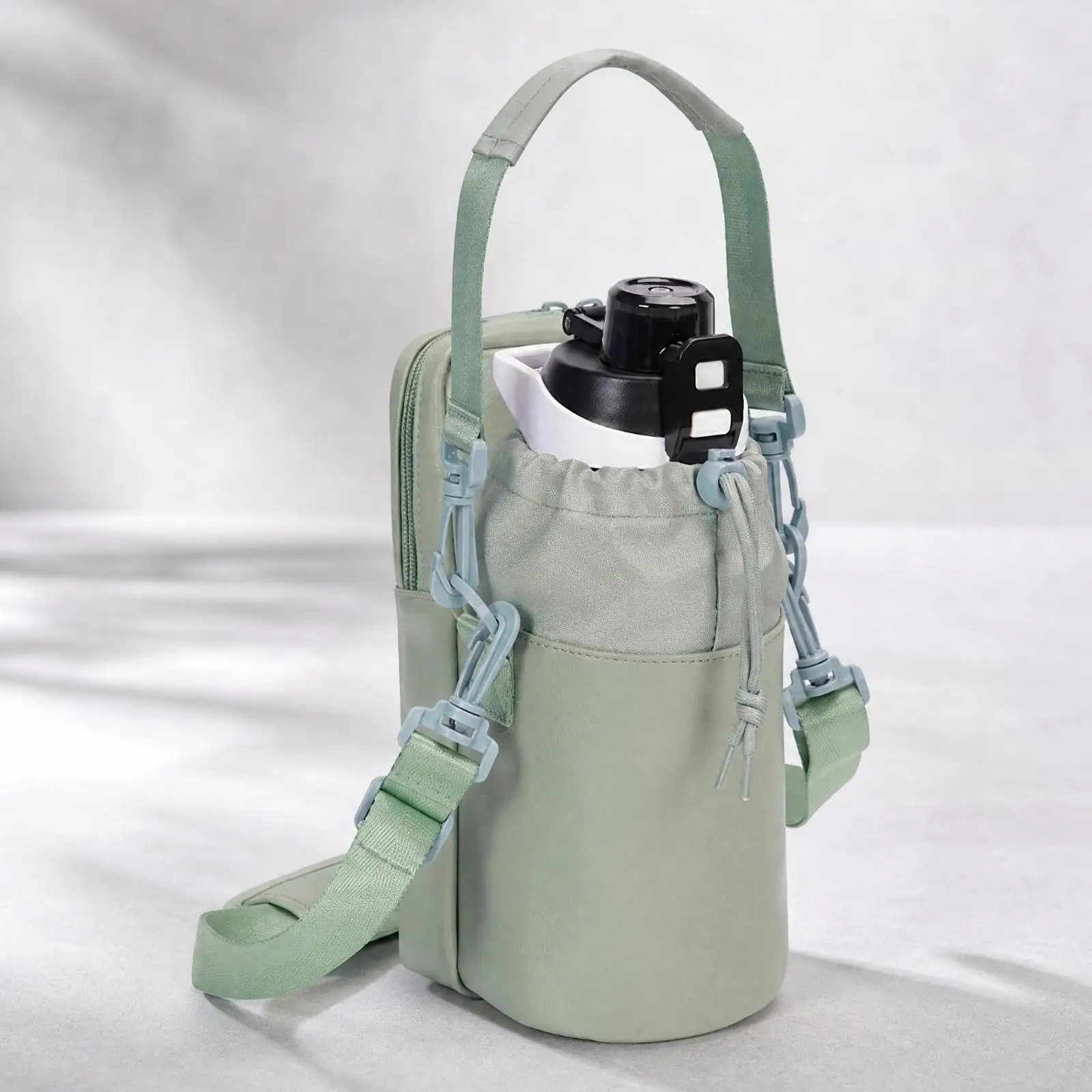 Thermal Water Bottle Holder with Adjustable Crossbody Strap for Hiking Cycling Walking Insulated Pouch for Small Items