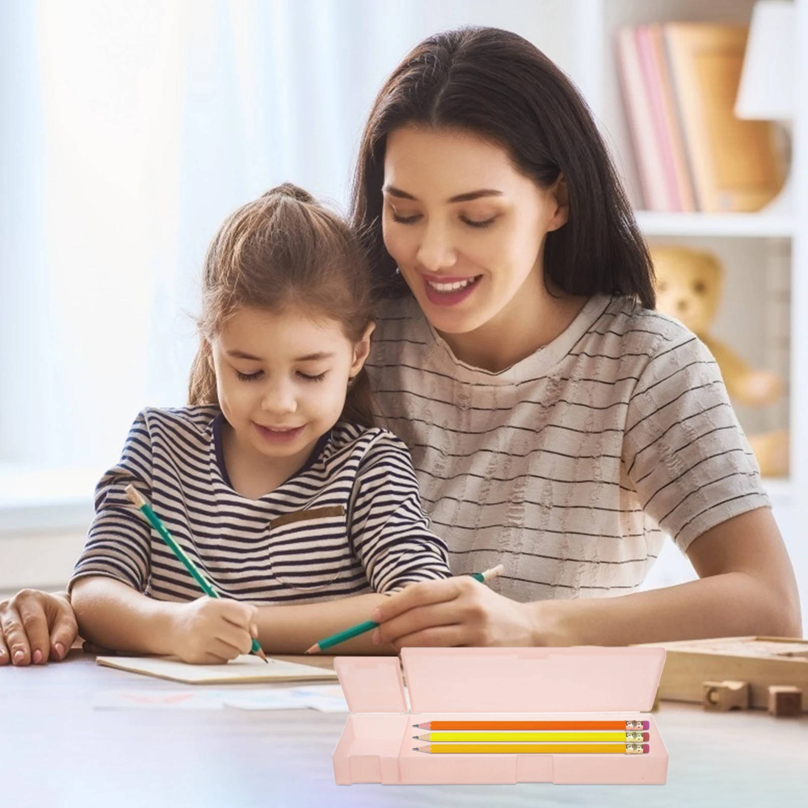 6 Buah Kotak Pena Tempat Penyimpanan Alat Tulis Kotak Pensil untuk Siswa Plastik Pp Transparan