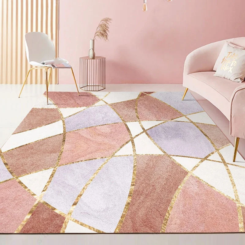 

Nordic Pink Girl Bedroom Bedside Carpet Minimalist Living Room Coffee Table Non-slip Rug Home Dresser Cloakroom Decorative Rugs