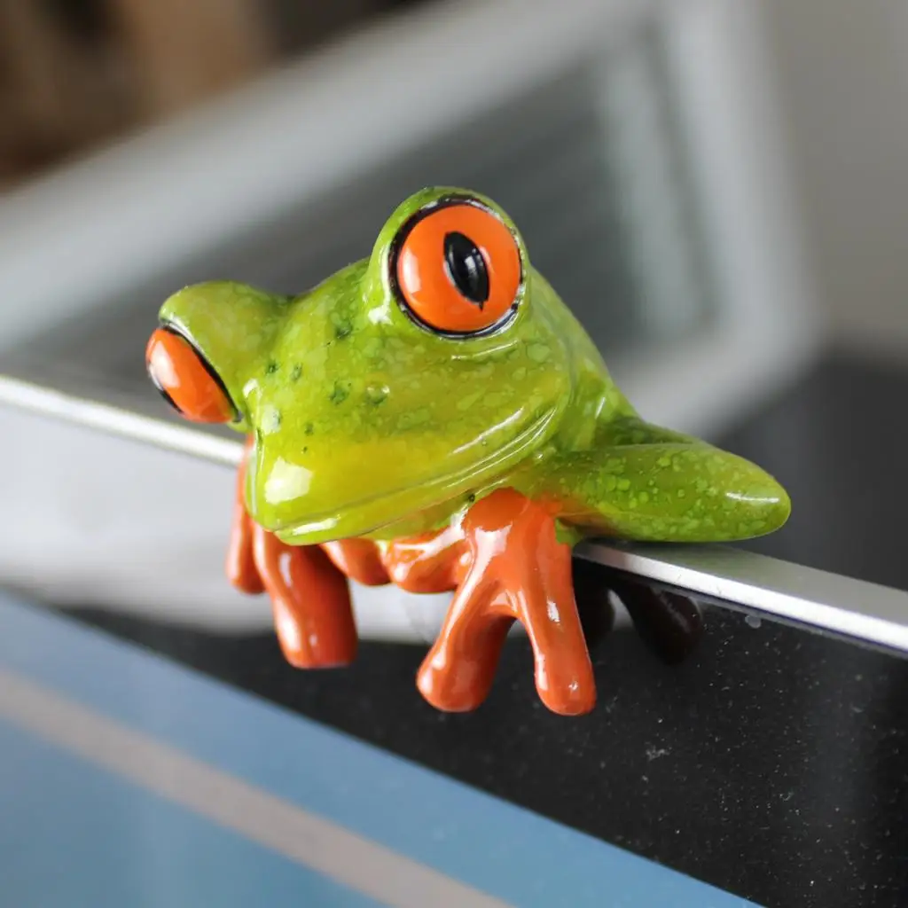 Artificial Resin 3D Craft Frog Decoration Home Decor Office Desk Computer Decoration Gift Favor DIY Handcraft Orgnement