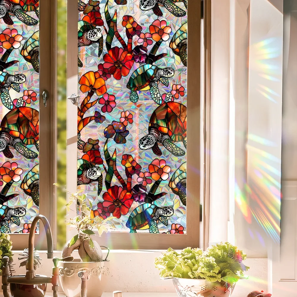 Window Privacy Film Decorative Stained Glass Window Film Sun Blocking Window Clings Static Cling Sticker Home Decoration